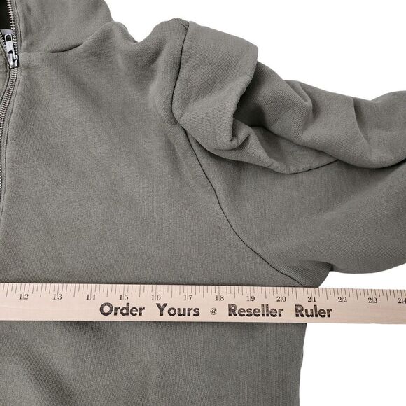 Frame Sweater Womens Large Military Green Shoulder Detail Half Zip Sweatshirt - Picture 9 of 10